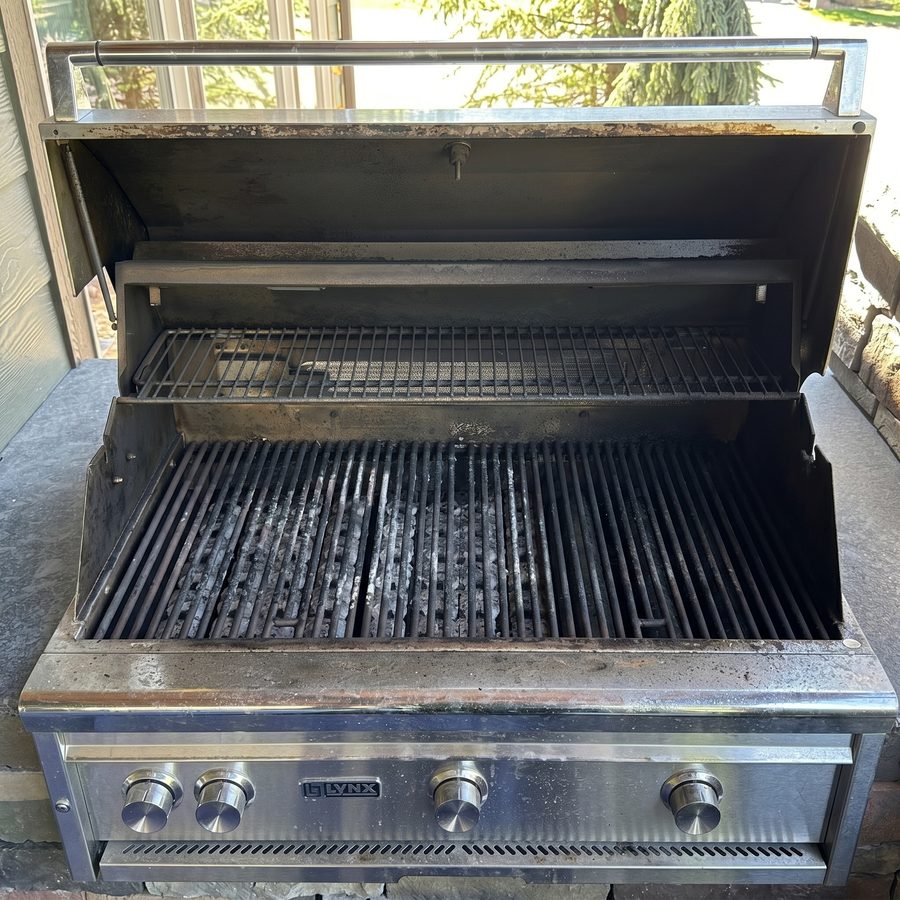 BEFORE: a 5-year-old Lynx grill that hasn’t been deep-cleaned.