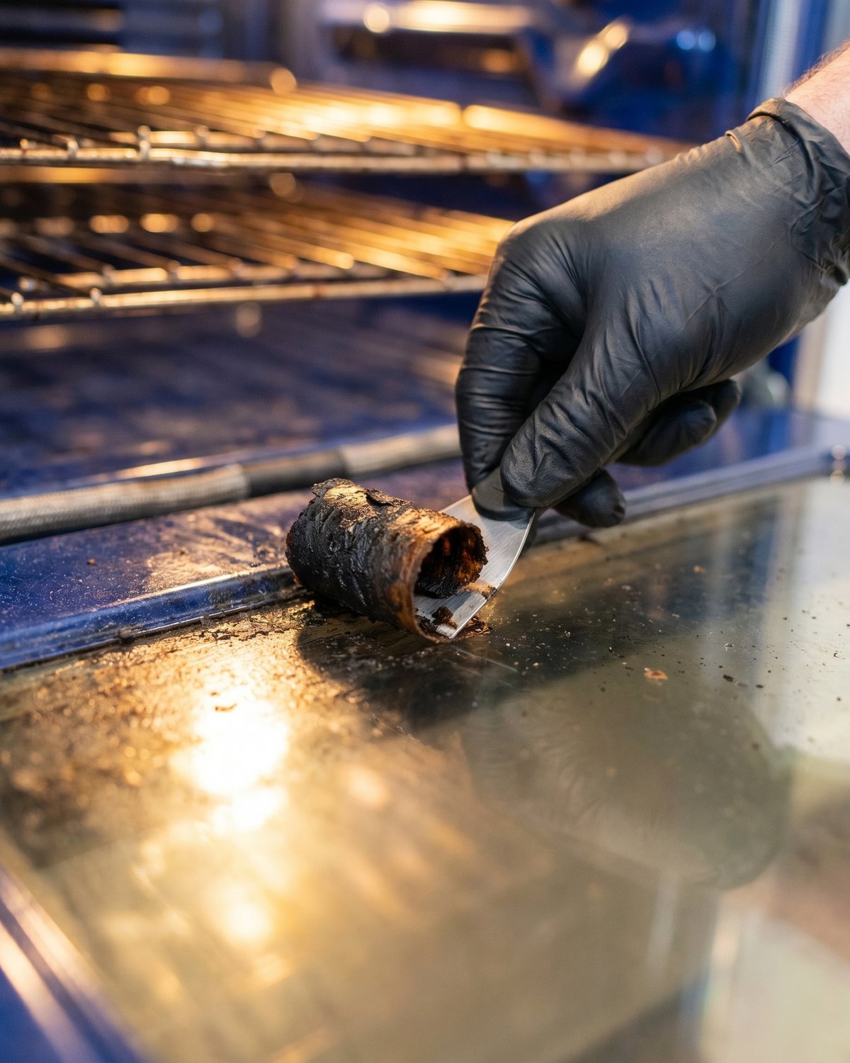 Razor-scraping carbon off the door glass.